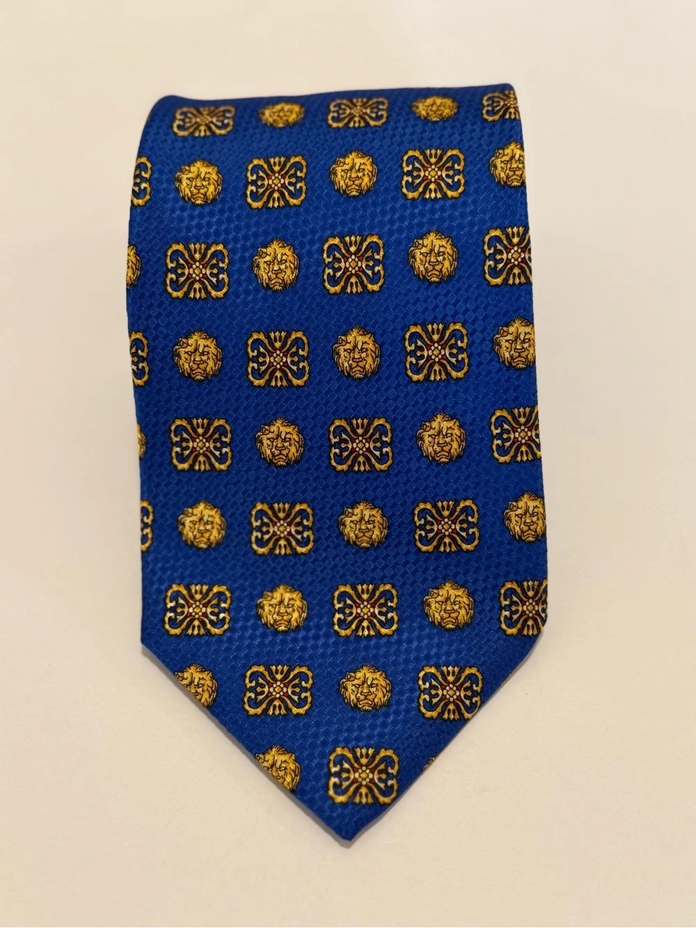 Balenciaga Silk Tie Blue Yellow Lion